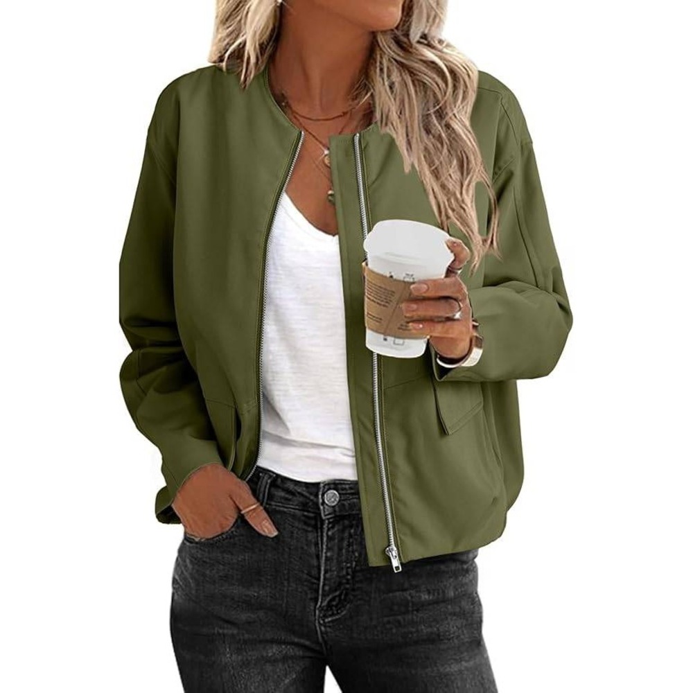 Bomber Jackets Classic Lightweight Zip Up Olive Green‎ Size Small